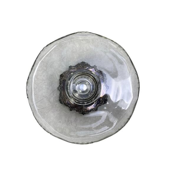 Sacks Silver Plate Vintage Footed Lazy Susan Glass Revolving 13" Cake Stand - Picture 4 of 7